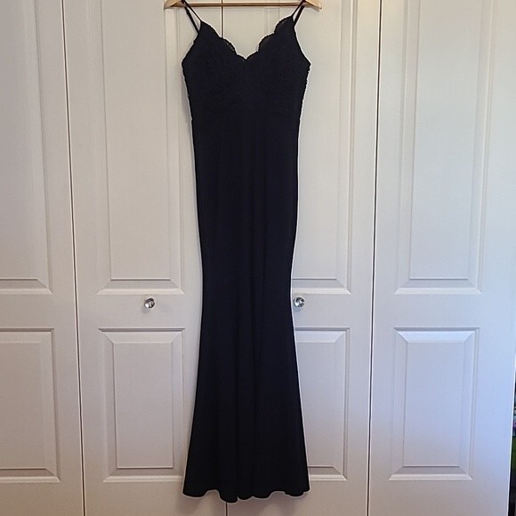 Lulus Leandra Navy Blue Lace Maxi Dress Size S - Picture 2 of 14